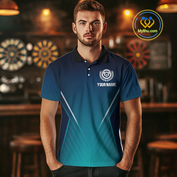 Custom Name Blue Dart Jerseys, Dart Wings Dart Team Polo Shirts For Men NYN0328