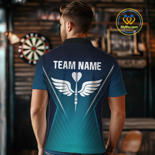 Custom Name Blue Dart Jerseys, Dart Wings Dart Team Polo Shirts For Men NYN0328