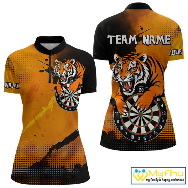 Custom Tiger Dart Team Quarter-Zip Shirts For Women, Tiger Dart League Shirts NYN0336