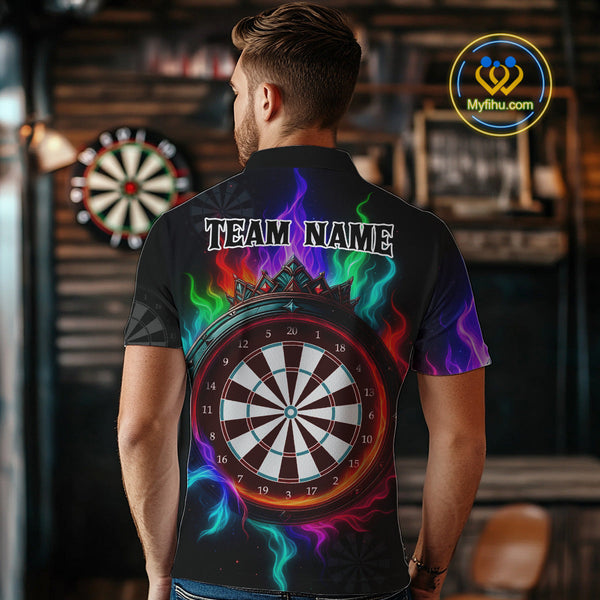 Custom Colorful Smoke Flame Dartboard Dart Polo Shirts For Men, Dart Team Shirt NYN0620
