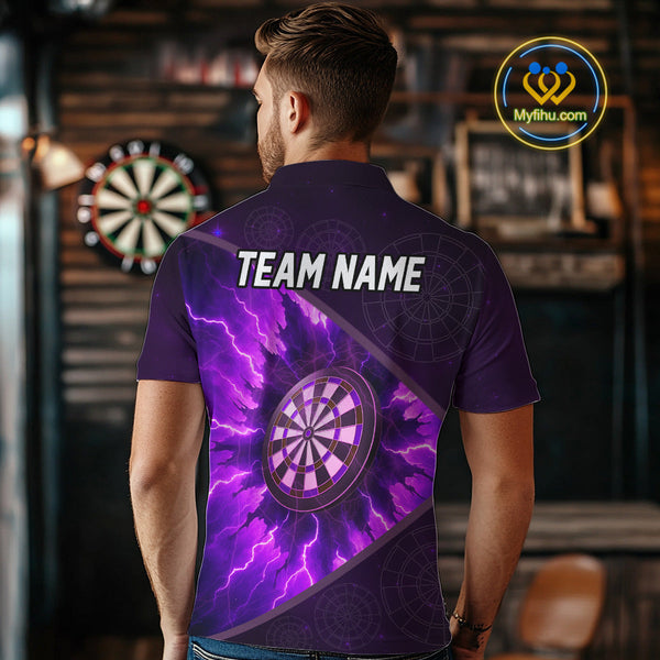 Custom Purple Thunder Lightning Dartboard Polo Shirt For Men, Electric Dart Jersey NYN0642