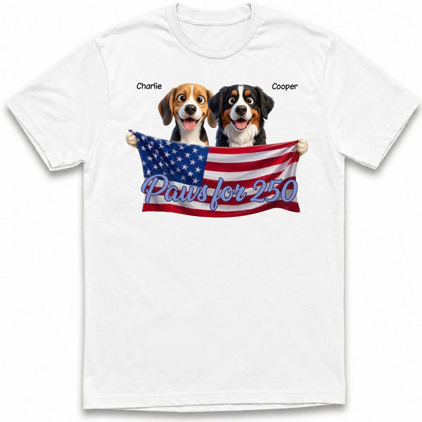 Paws for 250 4th of July American flag Custom Personalized Dogs Unisex T-shirt FSDM19