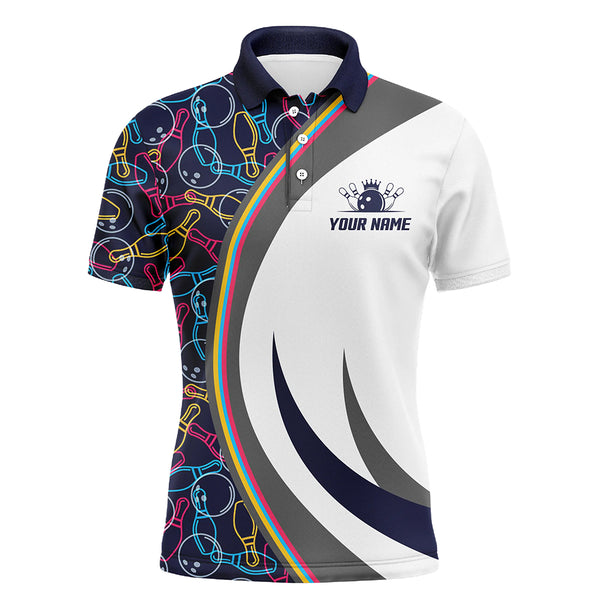 Marineblau Bowling-Polo-Shirt für Herren Individuelles Bowling-Shirt für Herren Bowling-Trikot für Team Bowling Geschenk BDT25