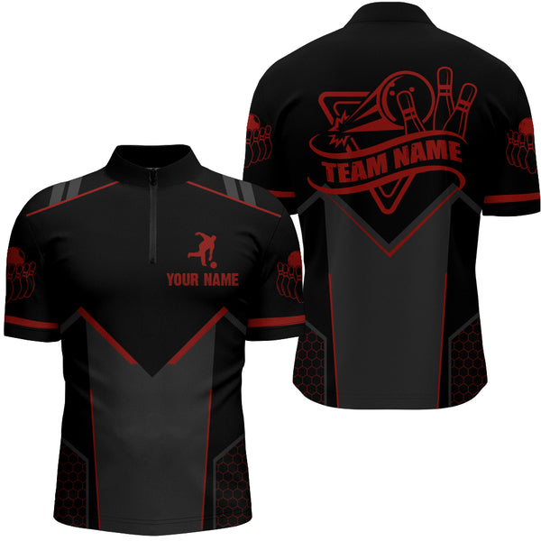 Bowling-Trikot für Männer, individuelles Bowling-Quarter-Zip-Shirt für Team-Bowler, kurzärmlig, BDT267