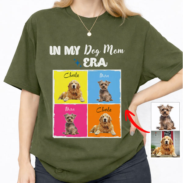 Funny In My Dog Mom Era Custom Dog Photos and Names T-shirt, Gift for Dog Mom FSD4815