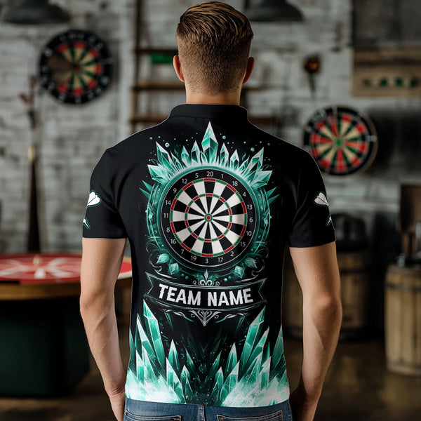Personalized Turquoise Icy Dartboard Custom Darts Polo & Quarter Zip For Men, Team Dart Jerseys TDM3670