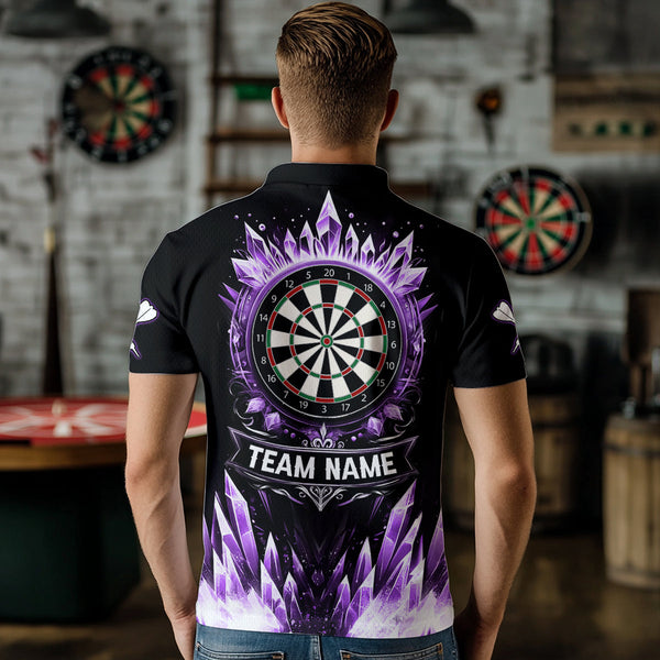 Personalized Purple Icy Dartboard Custom Darts Polo & Quarter Zip For Men, Team Dart Jersey Outfit TDM3671