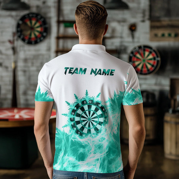 Icy Turquoise Light White Darts Polo & Quarter Zip Custom Dart Shirts For Men Team Darts Jerseys  TDM3682