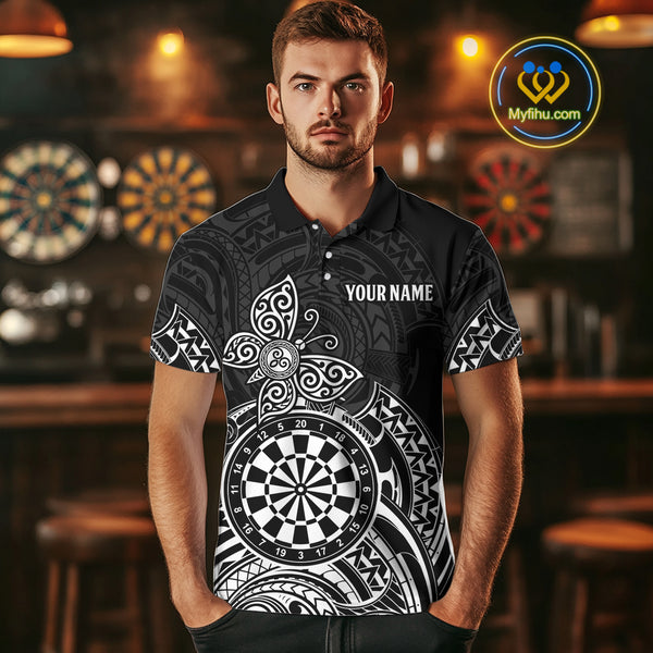 Custom White Black Tribal Dartboard Butterfly Darts Shirts For Men, Darts Team Jerseys Outfit TDM3988