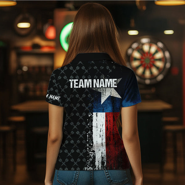 Grunge Vintage Texas Flag Custom Retro Dart Shirts For Women, Pride Team Patriotic Dart Jerseys TDM3692