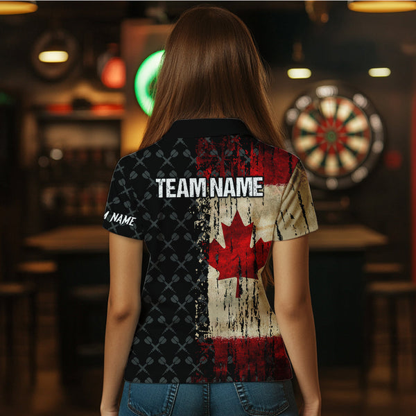 Grunge Vintage Canada Flag Custom Retro Dart Shirts For Women, Pride Team Patriotic Dart Jerseys TDM3691