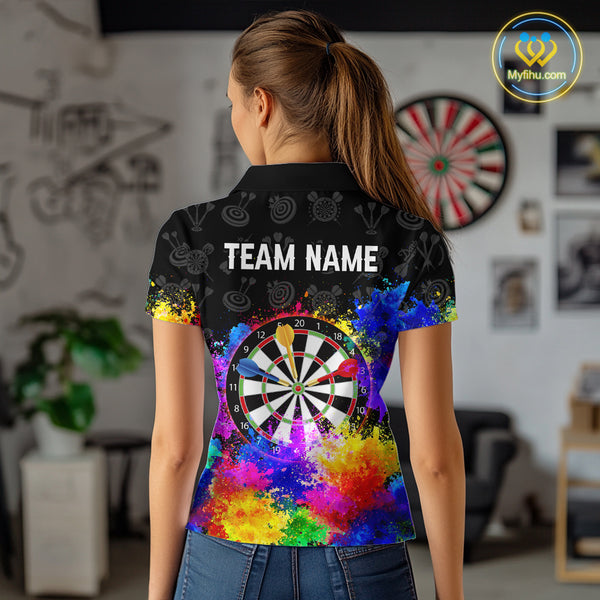 Funny Dartboard Colorful Grunge Dart Shirts For Women | Darts Team Jerseys – Polo & Quarter Zip TDM3964