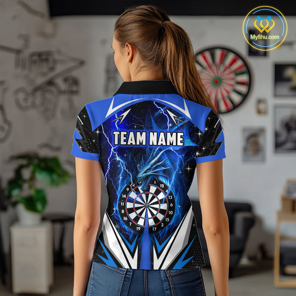 Blue Darts Jerseys Custom Thunder Lightning Dragon Dart Shirt Team Polo & Quarter Zip For Women TDM4314