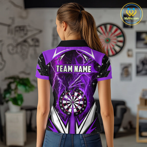 Purple Darts Jerseys Custom Thunder Lightning Dragon Dart Shirt Team Polo & Quarter Zip For Women TDM4316