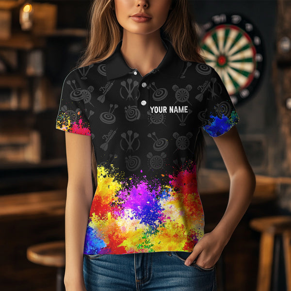 Funny Dartboard Colorful Grunge Dart Shirts For Women | Darts Team Jerseys – Polo & Quarter Zip TDM3964