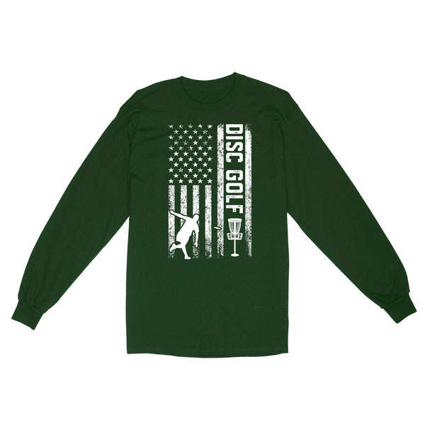 American flag Disc golf shirt, gift for disc golf lovers D01 NQS4614 long sleeve