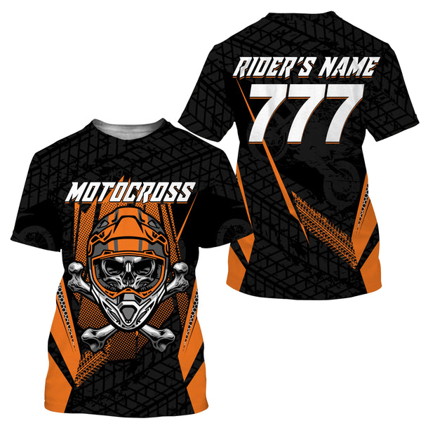 Motocross kid men women orange jersey personalized UPF30+ dirt bike for youth off-road motorcycle PDT52