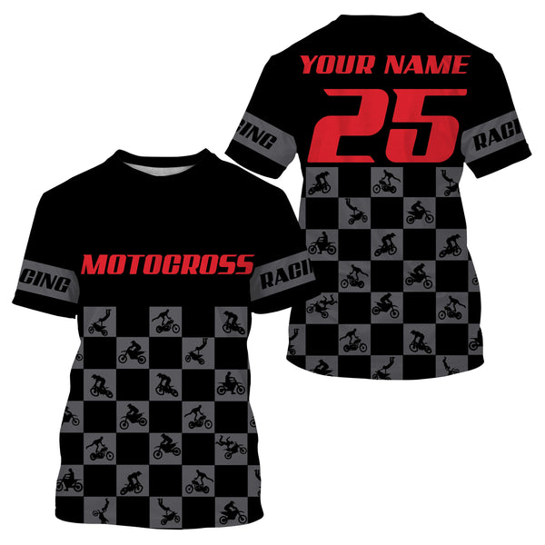 Custom motocross jersey UPF30+ kids men women dirt bike MX racing flag pattern motorcycle off-road NMS1025