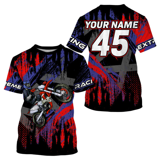 Personalized red MX jersey UPF30+ kid men women racing off-road dirt bike extreme motorcycle PDT56
