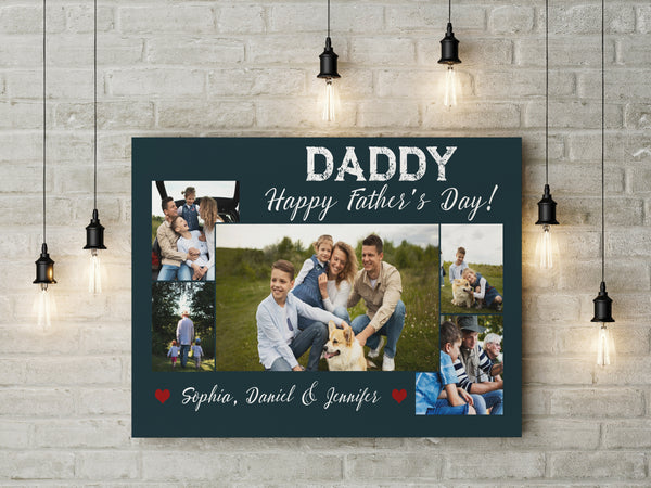 Happy Father's Day Custom Photo Collage Canvas Gift for Daddy Personalized Birthday Christmas Gift| N2545