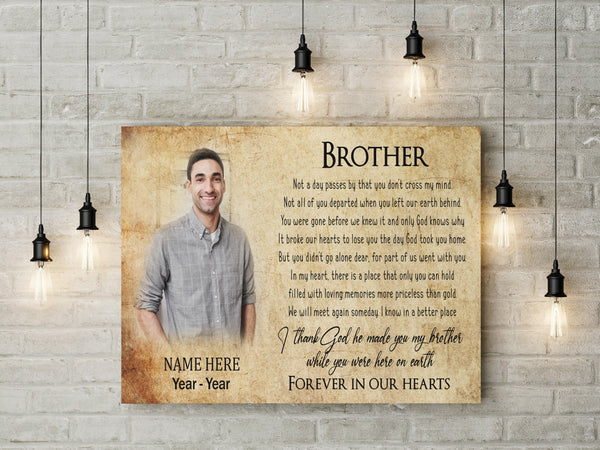 Loss Of Brother Canvas| Personalized Memorial Canvas| Brother Memorial Canvas, Memorial Gift, Brother Remembrance| Sympathy, Bereavement Gift, Brother in Memory| T1104