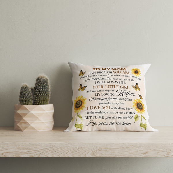 Sunflower Pillow To My Mom| Custom Gift for Mom, Gift for Mother on Mother's Day| JPL08