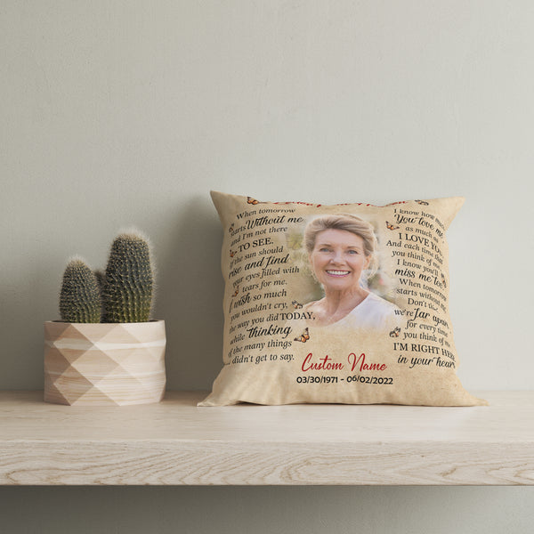 Personalized Memorial Pillow - Letter from Heaven, Sympathy Gift for Loss of Loved One 1-side Print NPL195