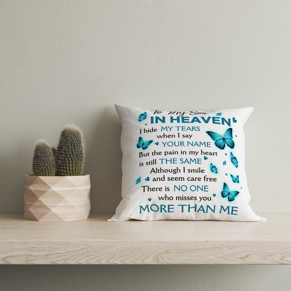 Son in Heaven Memorial Pillow Remembrance Son in Memory Sympathy Gift for Loss of Son 1-sided Print NPL59
