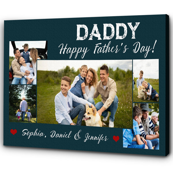 Happy Father's Day Custom Photo Collage Canvas Gift for Daddy Personalized Birthday Christmas Gift| N2545