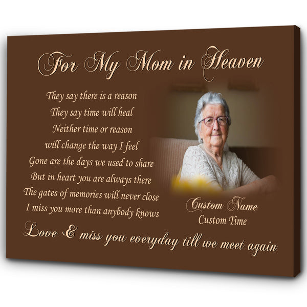 Mother Memorial Canvas| For Mom in Heaven - Custom Canvas| Mom Remembrance Sympathy Gift for Loss Mom| JC847