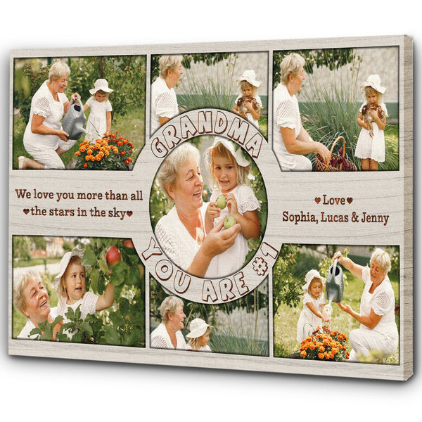 Grandma You Are #1 Personalized Canvas Photo Collage, Mothers's Day Gift for Grandmother, Christmas| N2485