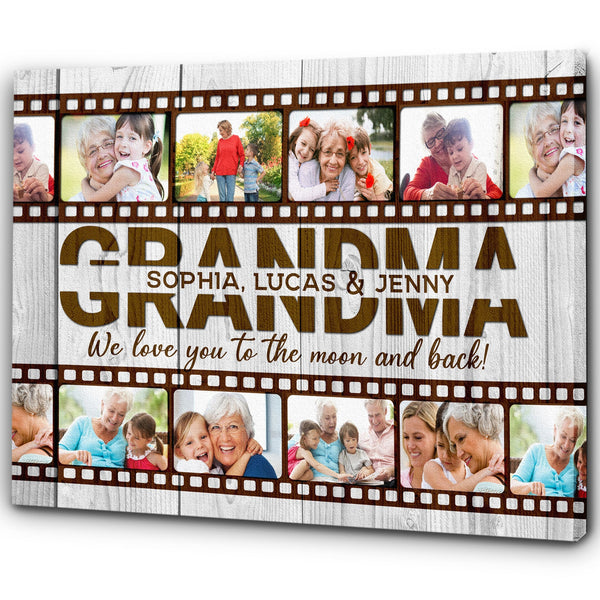 Grandma Personalized Canvas Photo Collage, Mothers's Day Gift for Grandmother, Best Grandma Christmas| N2491