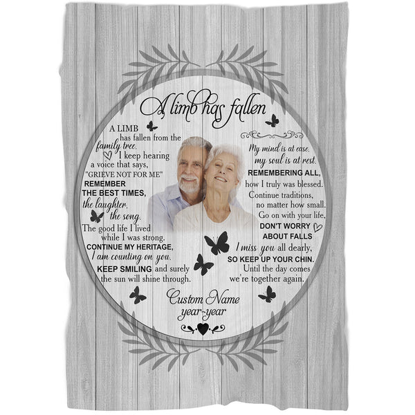 A Limb Has Fallen - Personalized Memorial Blanket| Remembrance Blanket, Sympathy Blanket| T1078