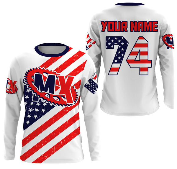 American flag custom number&name MX jersey Motocross youth men UPF30+ offroad Patriotic biker shirt PDT169