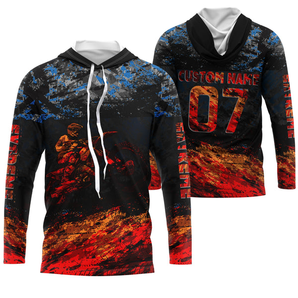 Kid men women orange Motocross jersey UPF30+ personalized MX shirt off-road racing motorcycle PDT07