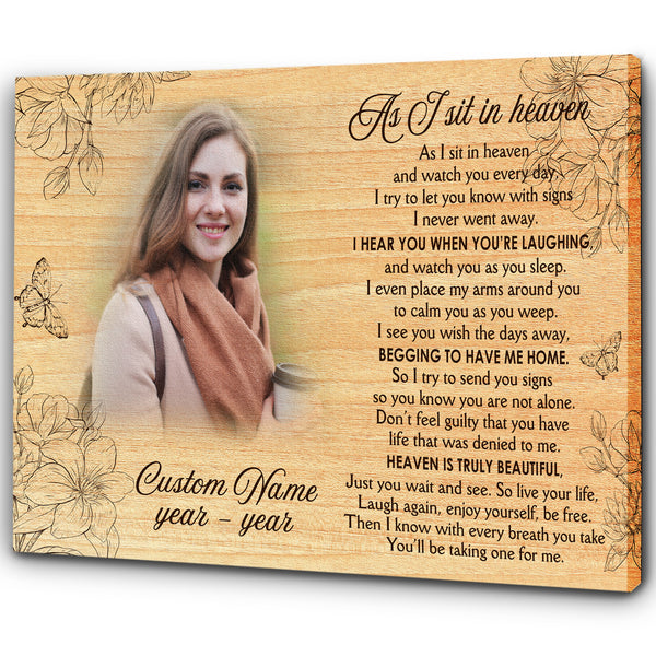 As I sit in heaven sympathy gift for loss of loved one, Memorial canvas/premium poster - VTQ170