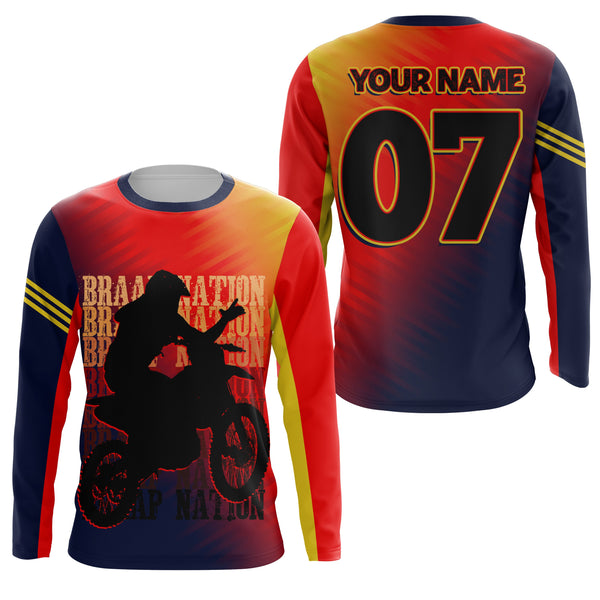 Brap Nation Personalized Jersey Kid Adult Motocross Dirt Bike MX Racing Long Sleeves Offroad NMS1114