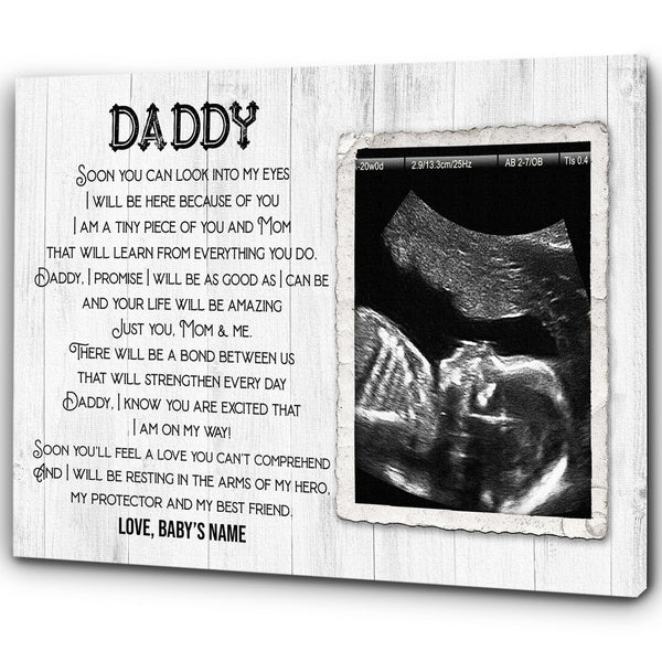 First Fathers Day Custom Sonogram Canvas Dad to Be Gift New Daddy 1st Time Father Expecting Dad Keepsake N2579