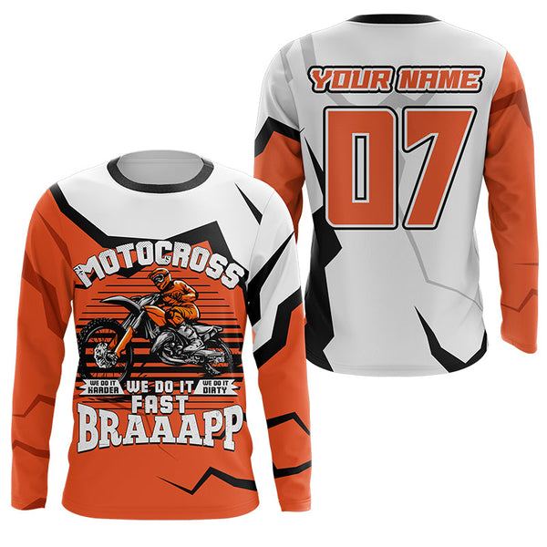 Personalized Motocross Jersey UPF30+ Brap Kid Adult Dirt Bike MX Racing Long Sleeves Off-road NMS1139
