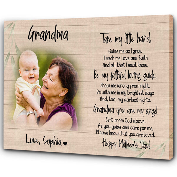 New Grandma Personalized Canvas, Happy First Mother's Day as Grandmother Gift, New Nana Baby Photo| N2494
