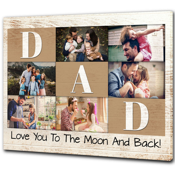 Dad Personalized Canvas Custom Photo Collage Father's Day Gift for Best Dad Ever Birthday Christmas N2558