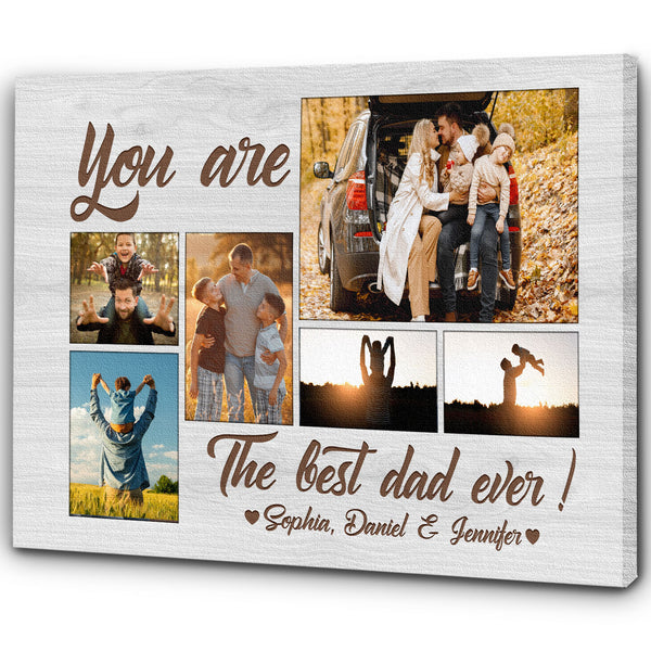 Best Dad Ever Custom Photo Collage Matte Canvas Art Fathers Day Gift for Daddy Birthday Christmas| N2541