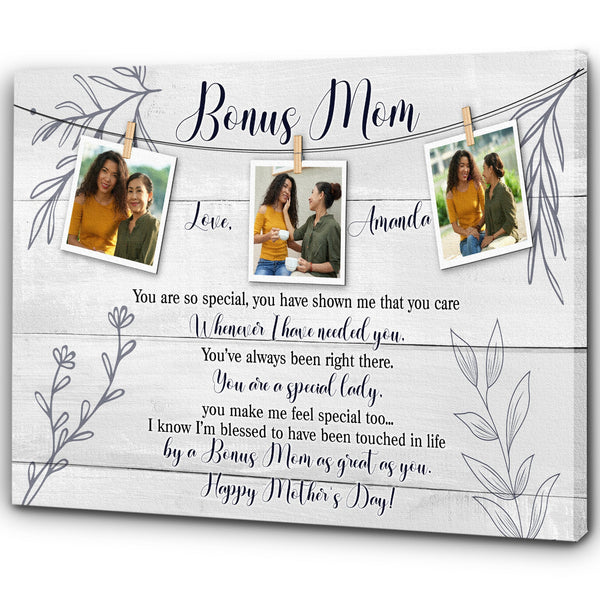Bonus Mom Personalized Photo Collage, Step Mom Canvas, Mother's Day Gift for Bonus Mother, Step Mother| N2512