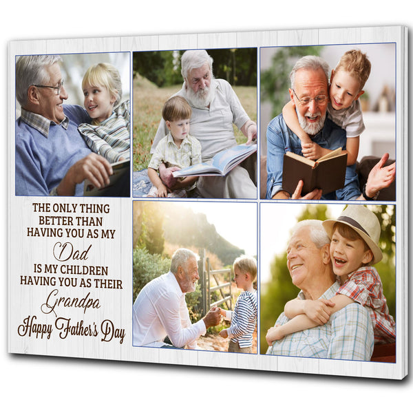 Happy Father's Day Grandpa Canvas - Personalized Photo Collage Gift for Grandfather, Papa & Grandkids| N2519