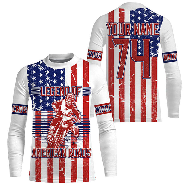 American Motocross Jersey Personalized UPF30+ Legend of Roads Dirt Bike MX Racing Patiotic NMS1168
