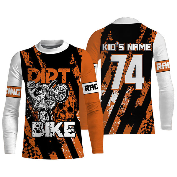 Personalized Dirt Bike UPF30+ Jersey Motocross Orange Kid Adult MX Racing Long Sleeves NMS1212