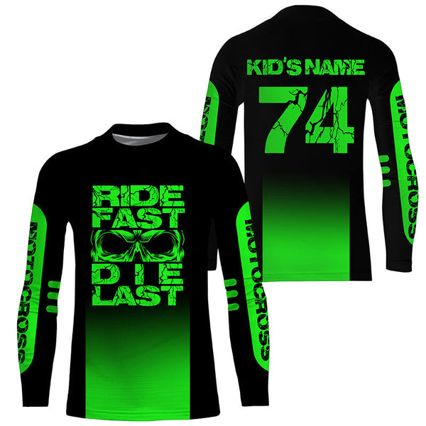 Custom MX racing jersey kid men women UPF30+ Motocross Ride Fast Die Last dirt bike off-road shirt PDT266
