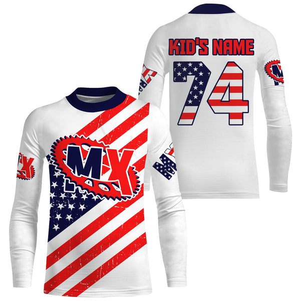 American flag custom number&name MX jersey Motocross youth men UPF30+ offroad Patriotic biker shirt PDT169