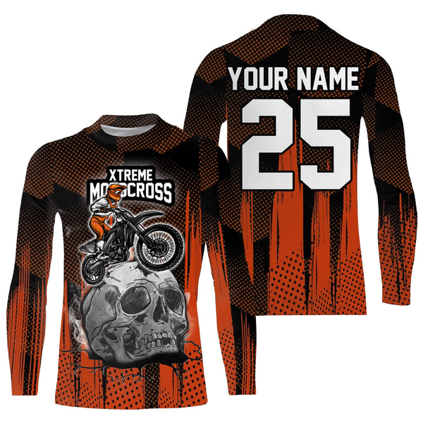 Extreme Motocross skull personalized jersey UPF30+ dirt bike long sleeves Hell Crosser motorcycle NMS1052