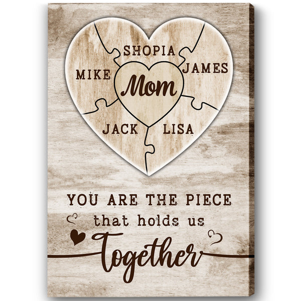 Mom Personalized Canvas Thoughtful Mother's Day Gift for Best Mom Ever Custom Names Birthday Christmas| N2554